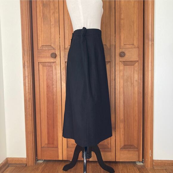Vintage Sag Harbor Black 100% Wool Midi Pencil Skirt, Size 12 - Picture 2 of 7